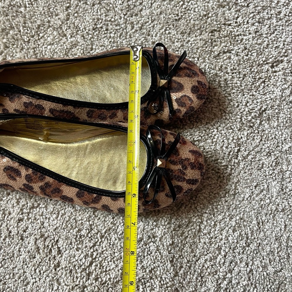 Bongo Leopard Print Ballet Sequin Flats Black Bow Detail Size 9 - Picture 4 of 5